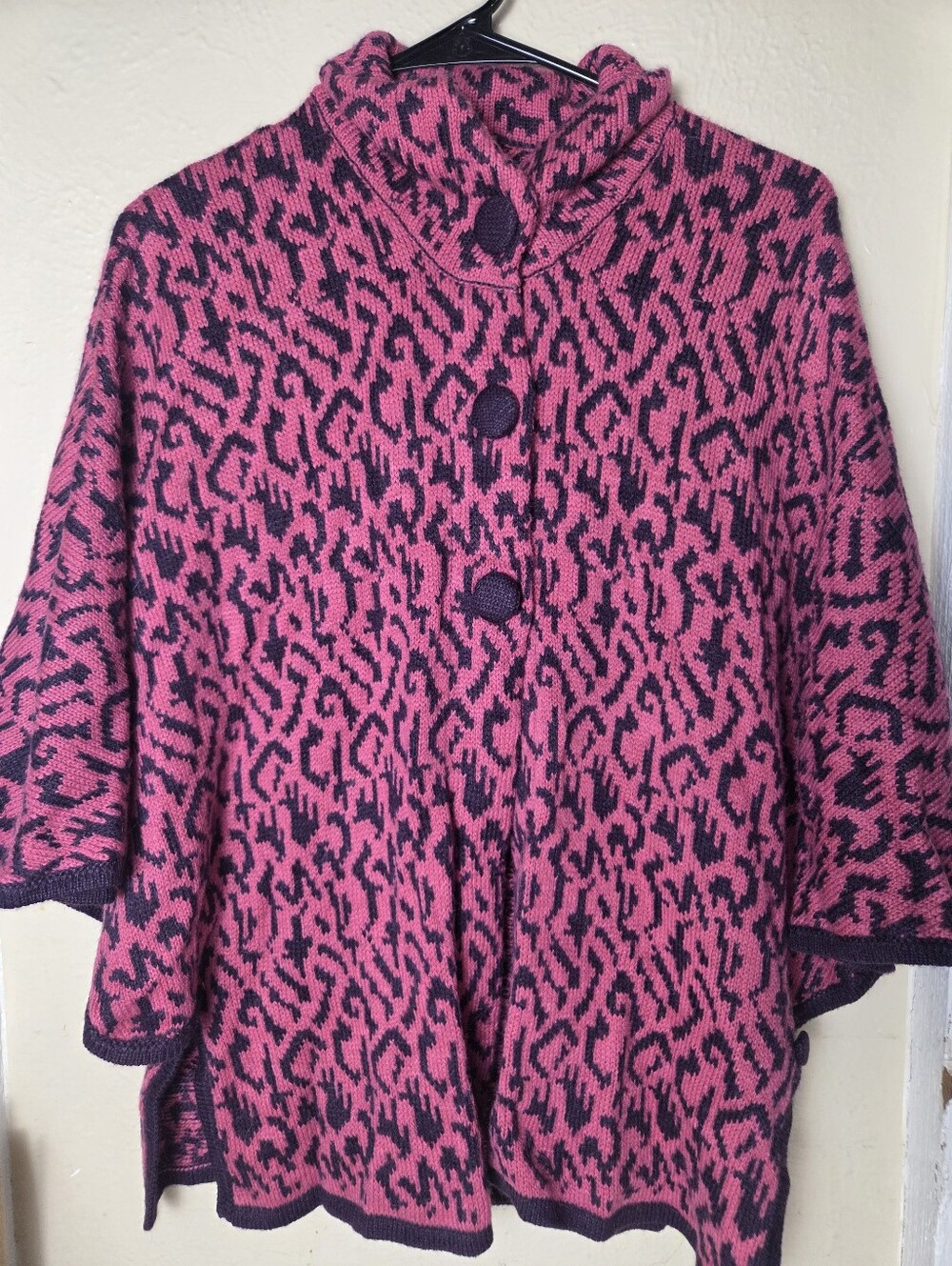 Alpaca Fina Sweater Poncho Purple Peruvian Peru Native Wool Boho Womens